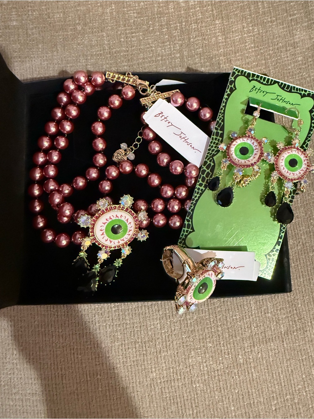 Betsey Johnson pink pearl Halloween set